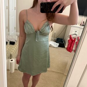 Princess Polly Sage Green Satin Slip Dress